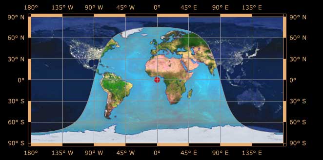 World Map with day/night shown